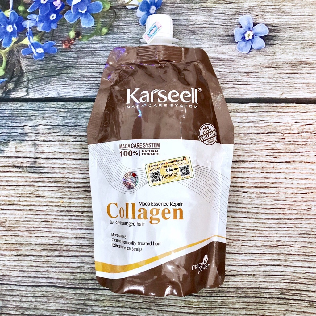 Kem ủ tóc Karseell Maca Power Collagen 500ml phục hồi hư tổn Hấp ủ tóc thẳng mượt bổ xung collagen