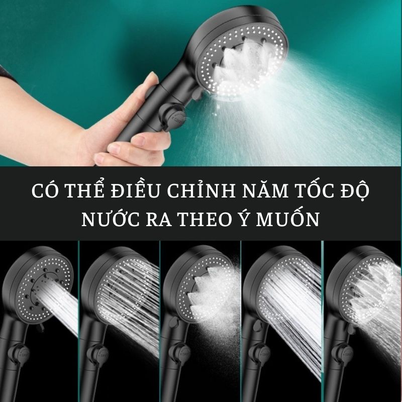 Vòi hoa sen vòi sen tăng áp cao cấp không gỉ 5 chế độ tiết kiệm nước