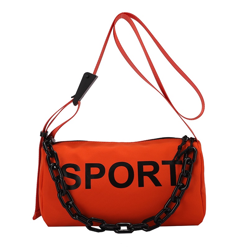 Túi Xách Thể Thao Đeo Vai Chất Liệu Nylon Phối Dây Xích Thời Trang Dành Cho Nữ