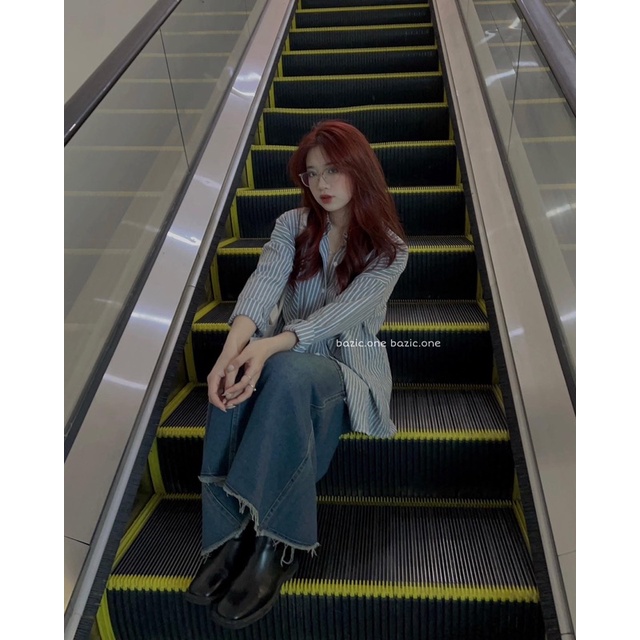 Áo sơ mi kẻ cotton form rộng, áo sơ mi kẻ 4 màu Bazic onee