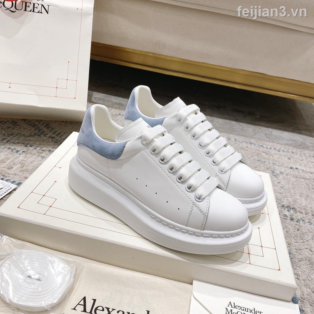 Giày Thể Thao Alexander Mcqueen Da Bò Đế Dày Màu Xanh Dương Trắng Thời Trang Giản Dị Dành Cho Bạn Nữ Đi Du Lịch Coup