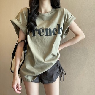 Áo thun nữ PEWARN ngắn tay in chữ phong cách Hàn Quốc