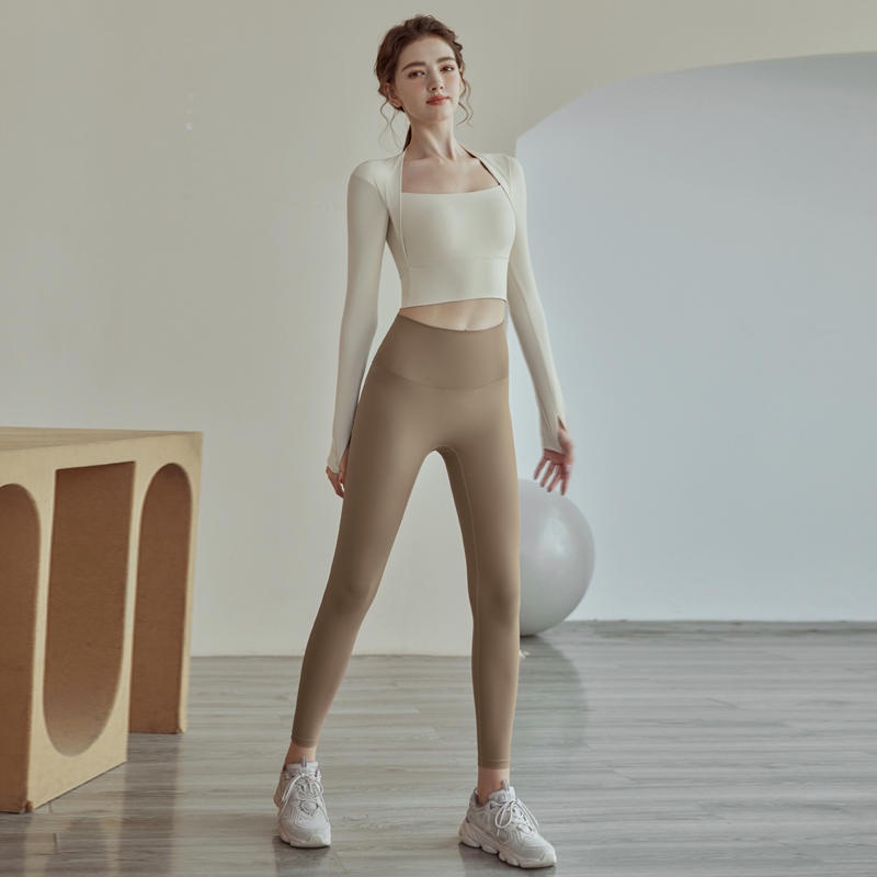 Áo Tập Yoga Tay Dài Có Đệm Ngực Thời Trang Thu Đông Hàng Mới 2023