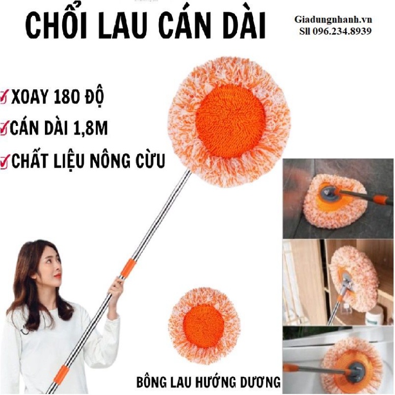 Chổi Lau xà nhà Rút Gọn Cán Ninox, Chổi Quét Trần Nhà, đồ vật dùng để lau Nhà Hình Hướng Dương , đồ gia dụng thông minh,