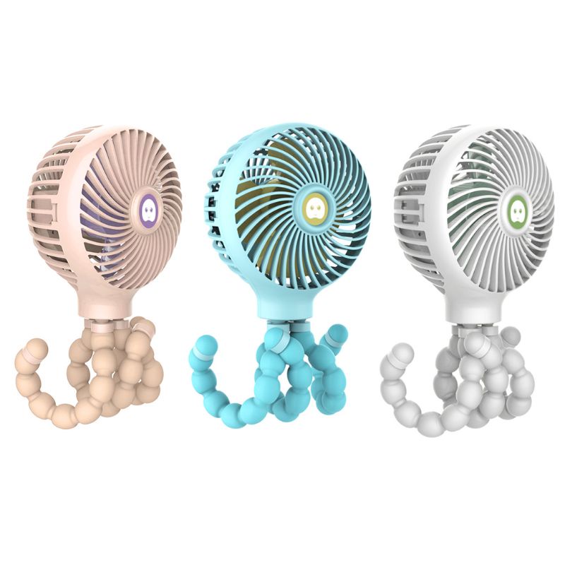 Quạt Sạc USB Cầm Tay Có Thể Điều Chỉnh Gắn Xe Đẩy Em Bé