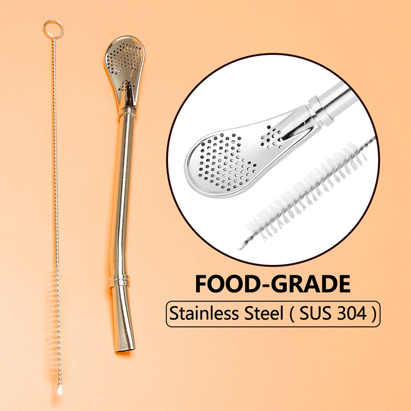 Bộ Cốc Uống Trà Hai Lớp Bằng Thép Không Gỉ Hình Quả Bầu Có Nắp Kèm Muỗng Và Cọ Lọc