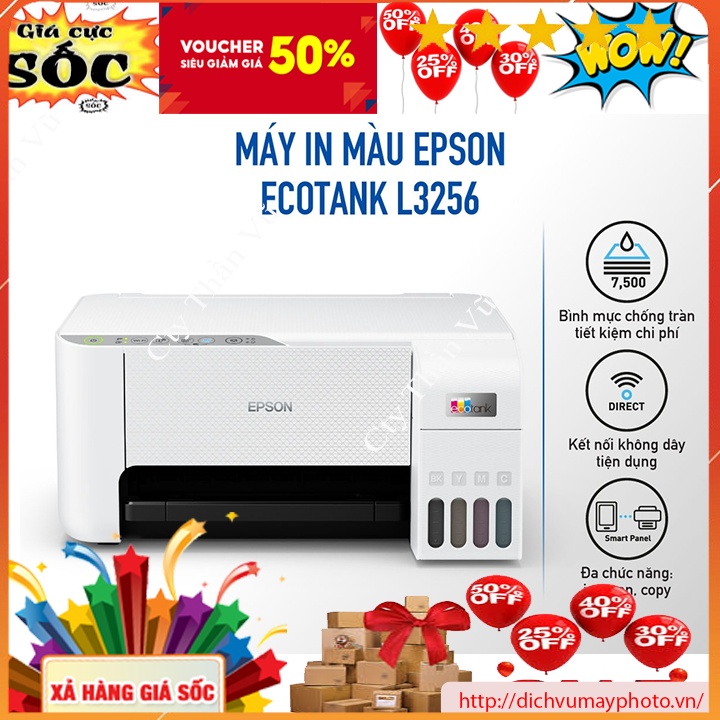 Máy in phun màu Epson Ecotank L3256 new 100% máy in đơn năng chất lượng in tốt INECO