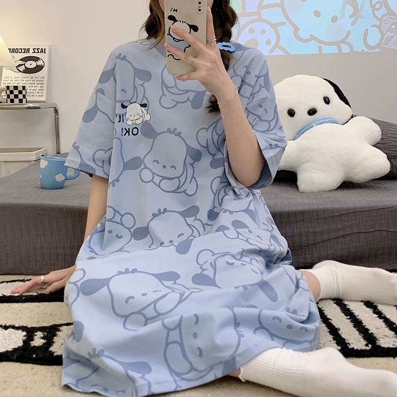 Đầm Ngủ Tay Ngắn In Họa Tiết Hoạt Hình Phong Cách Hàn Quốc Dễ Thương Thời Trang Cho Nữ La188