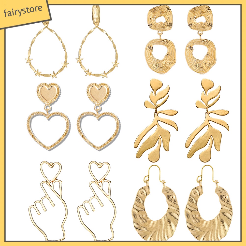 Bông Tai Hình Học / Trái Tim / Lá Cây Thời Trang Cho Nữ [Fairy1] Làm Quà Tặng