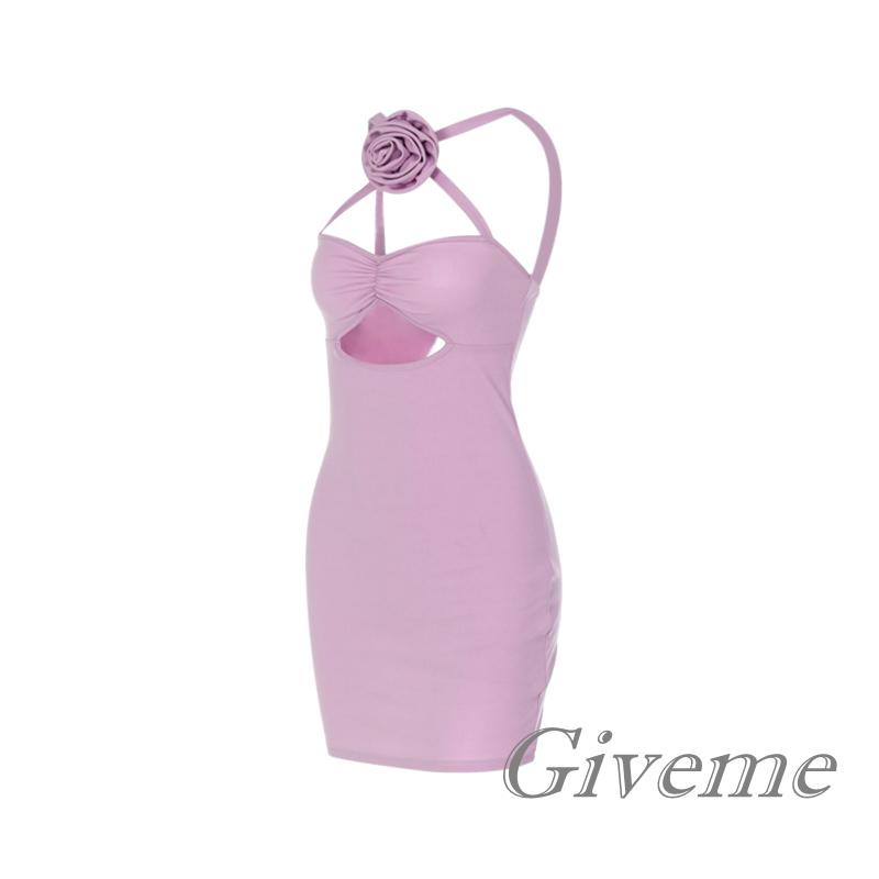 Đầm không tay dáng ôm Hoạ Tiết Hoa Thiết Kế Hở Lưng Quyến Rũ