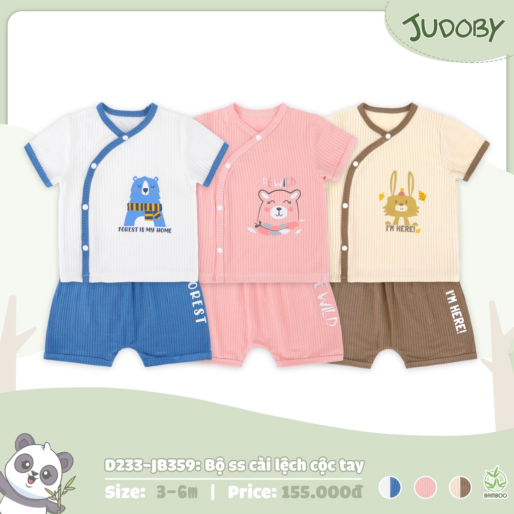 Bộ cài lệch cộc tay Judoby JB359 cho bé 0-3 tháng, 3-6 tháng