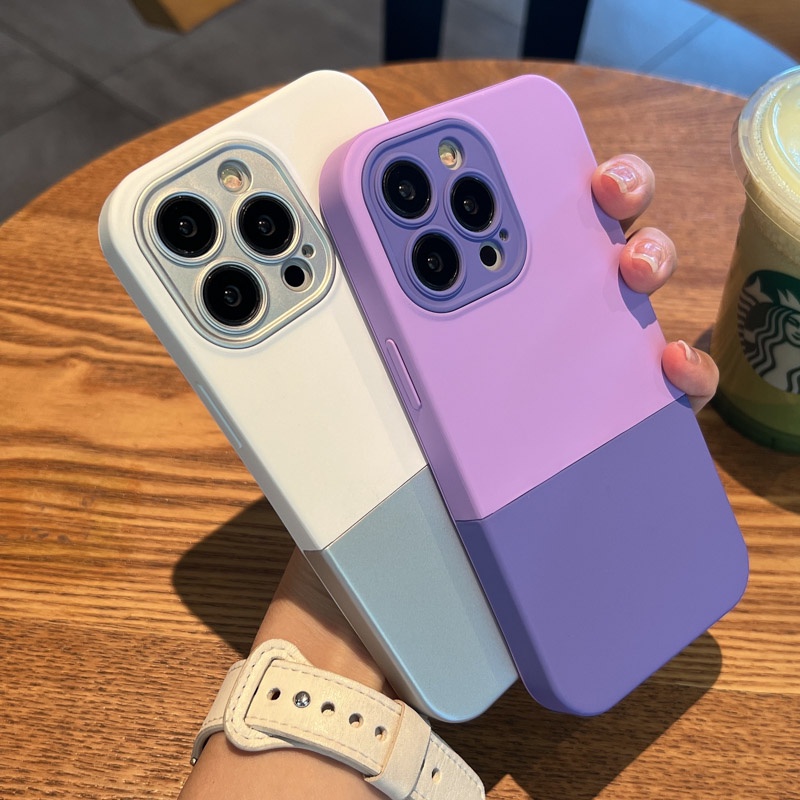 Ôp Điện Thoại Silicon Dẻo Màu Sắc Tương Phản Thời Trang Chống Sốc Cho iphone x xs 11 12 13 pro max Ốp