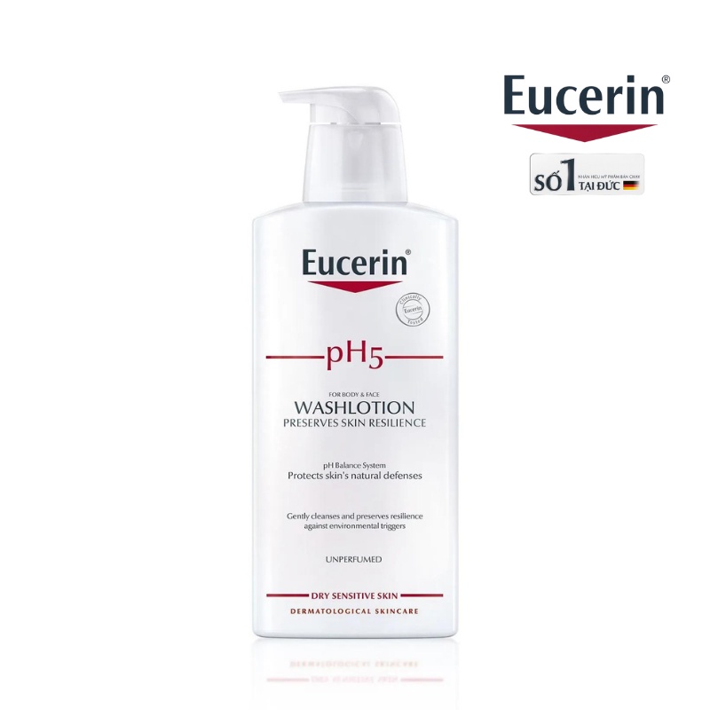 Eucerin Sữa Tắm Không Mùi Cho Da Nhạy Cảm 400ml Sensitive Skin pH5 Washlotion (Perfume-free)