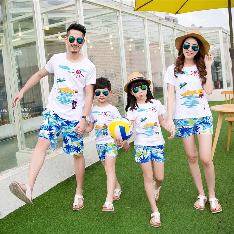 Áo thun gia đình 3/4/5 người thun cotton mềm mịn màu trắng mẫu nhóm lớp giá rẻ tận xưởng