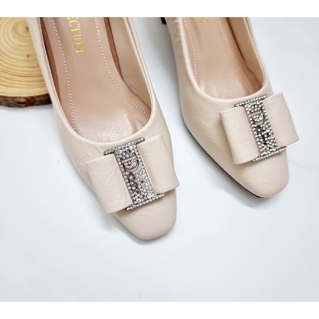 Giày cao gót 5p giày cao gót nữ giày gót trụ nơ đá