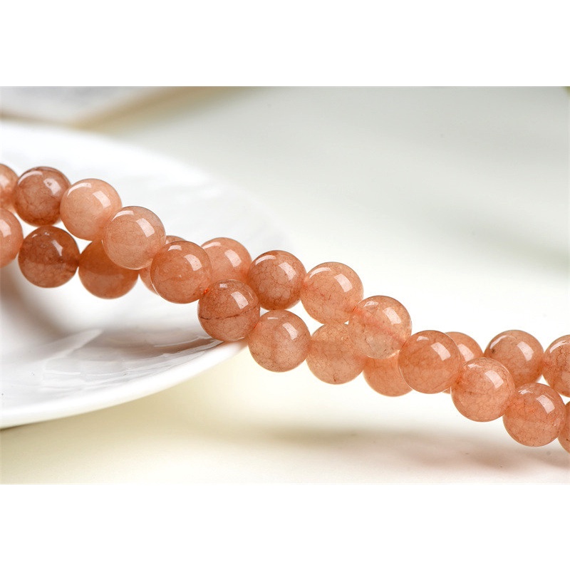 █diy●Chuỗi Hạt Đá Chalcedony Tròn Màu Cam Ánh Trăng Chalcedony Dùng Làm Trang Sức