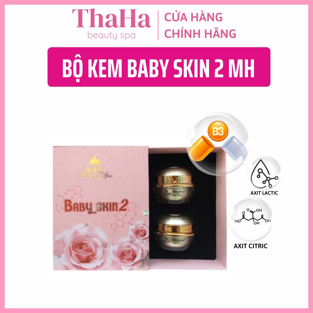 Kem mờ vết thâm nám, Bộ kem Baby Skin 2 MH trắng da, tái tạo da, Bộ Skin Baby 2 hồng chống lão hóa