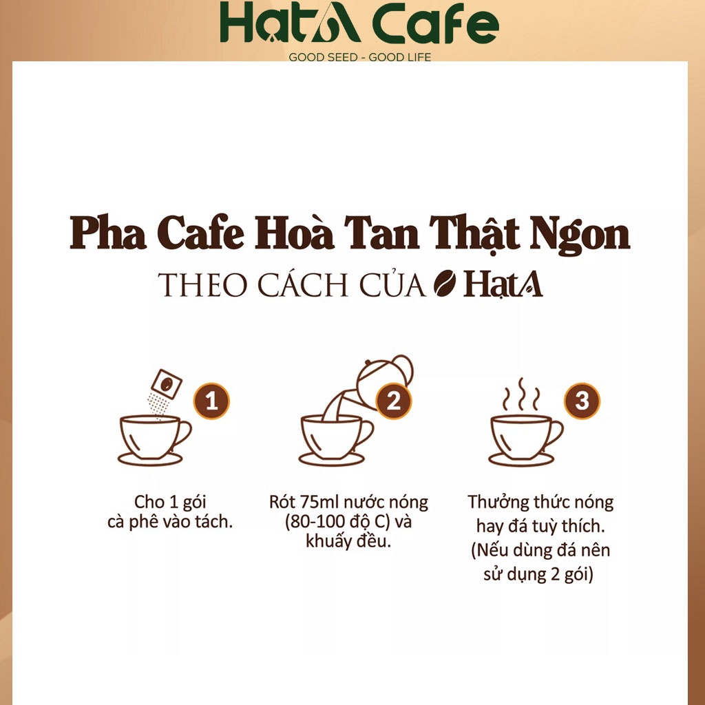 Cà phê hòa tan Cappuccino Hạt A Cafe 4in1 vị sữa dừa tự nhiên 216gr/12 gói