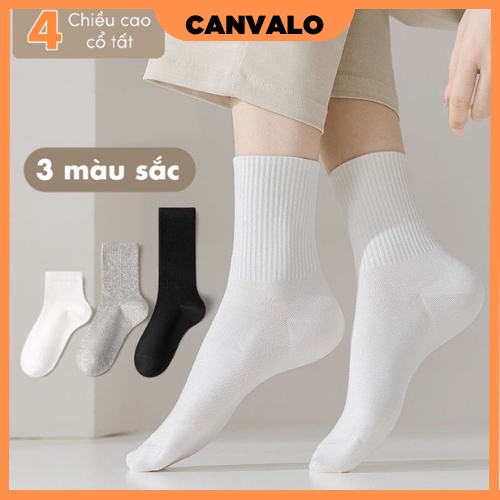 Tất trơn nam nữ cổ cao thấp lửng hàng thể thao dệt kim cao cấp - Canvalo