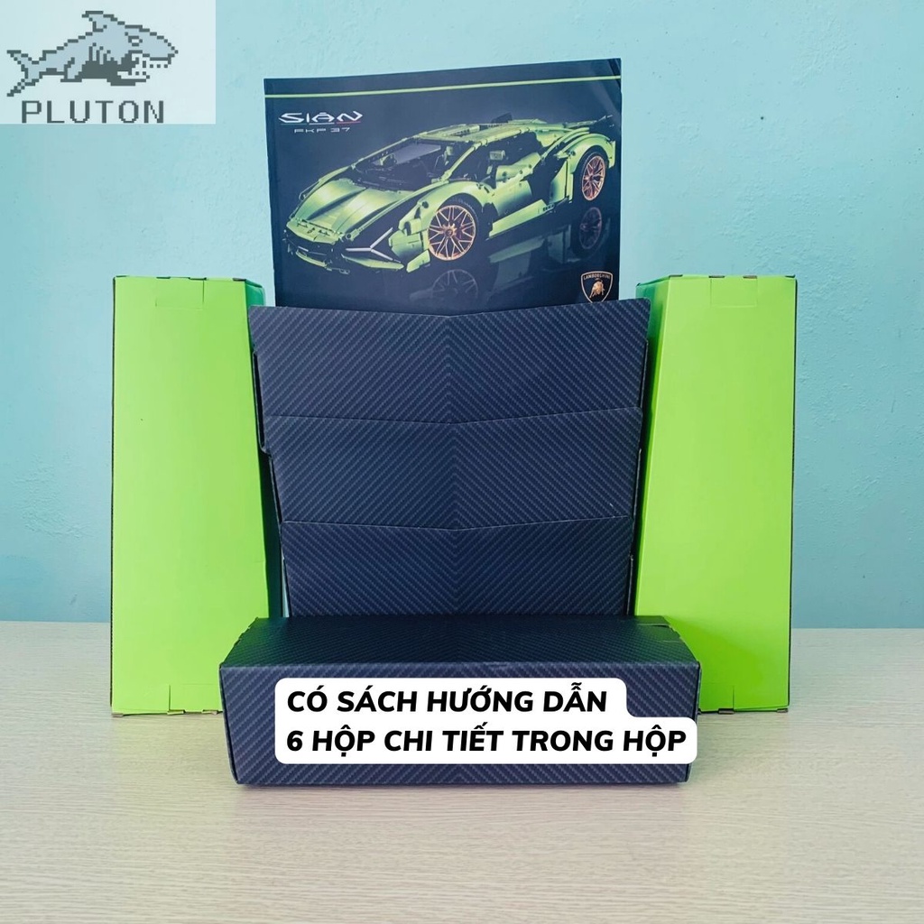 Mô hình lắp ráp siêu xe technic Lambo Sian FKP 37 Mô hình technic tỉ lệ 1:8 với 3696 PCS bảo hành bởi Plut