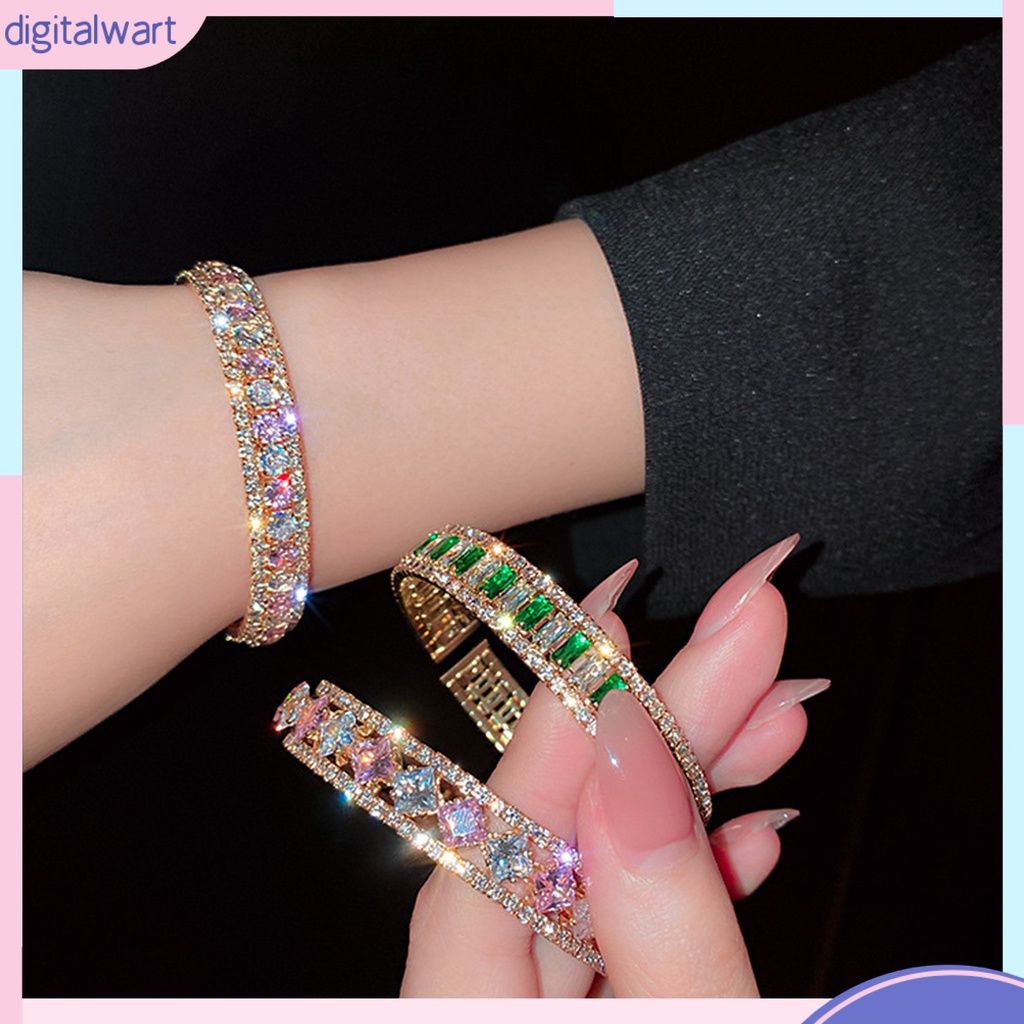 Vòng Tay Chuỗi Hạt Tròn Đính Đá Lấp Lánh Thời Trang Cho Nữ