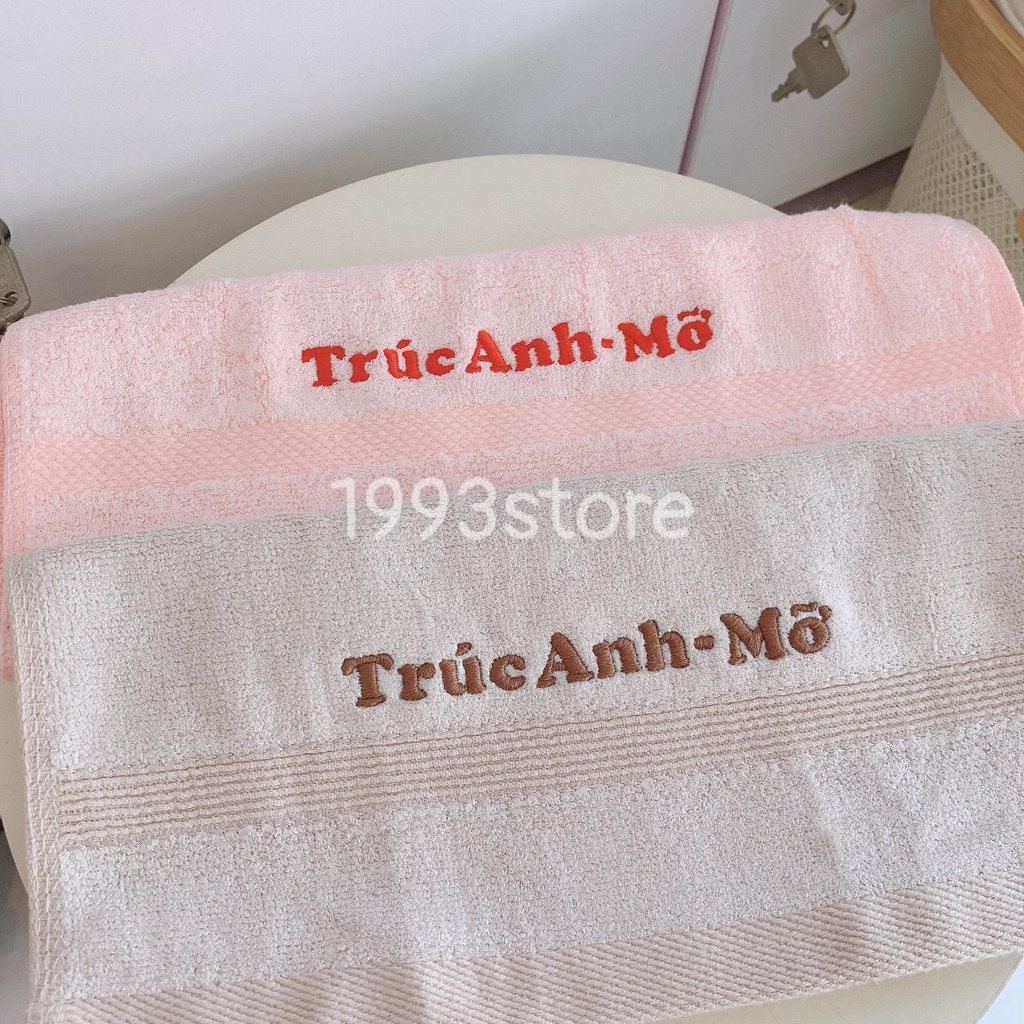 Khăn thêu tên theo yêu cầu xinh xắn đáng yêu size 35x75cm thích hợp cho bé mầm non đi học