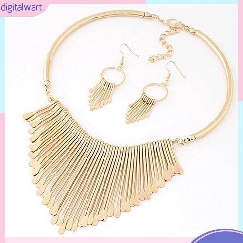 Bộ Trang Sức Gồm Dây Chuyền / Bông Tai / Vòng Cổ Tua Rua Thời Trang Cho Nữ