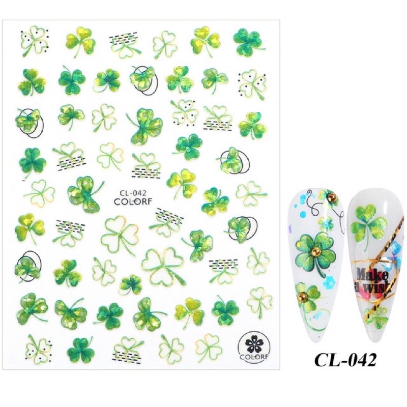 Sticker cỏ 4 lá trang trí nail
