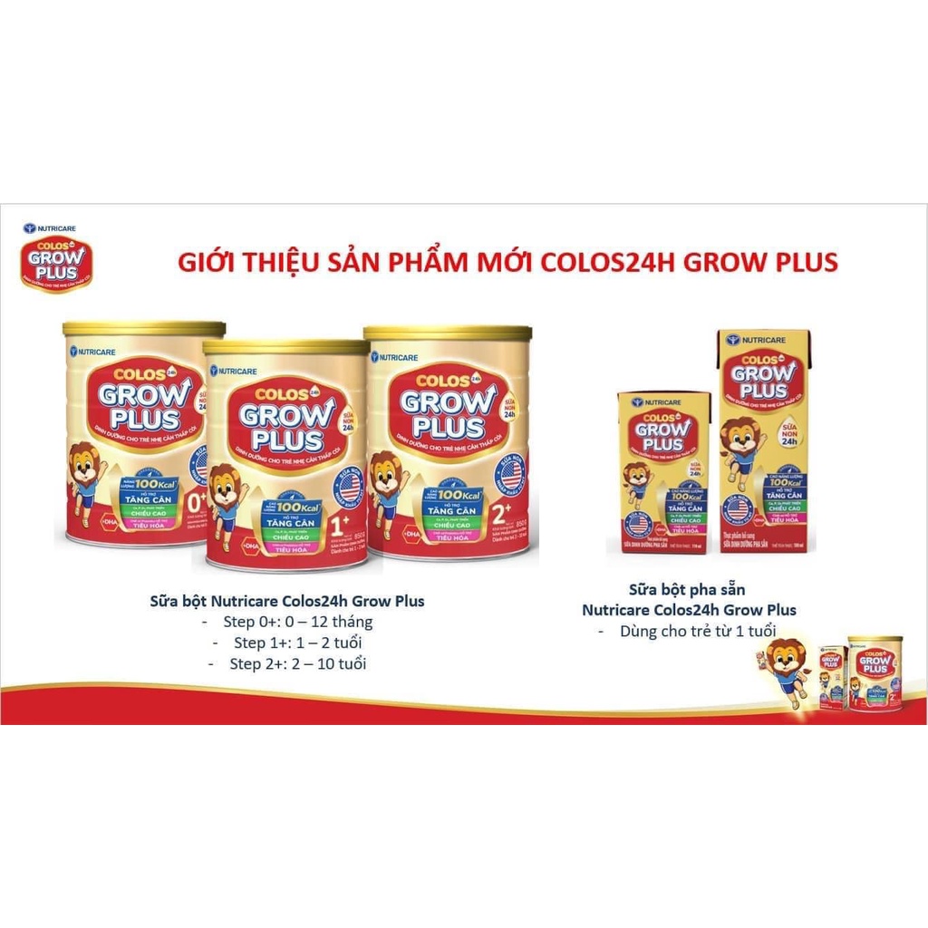 LON SỮA COLOS 24h GROW PLUS NUTRICARE.SỮA COLOS 24h GROW PLUS