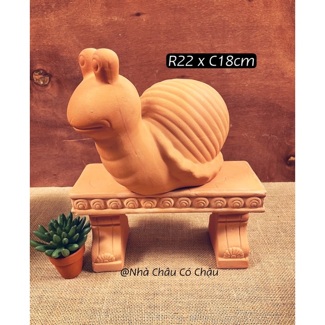 Nhà Châu Có Chậu Decor - Tượng ốc sên đất nung