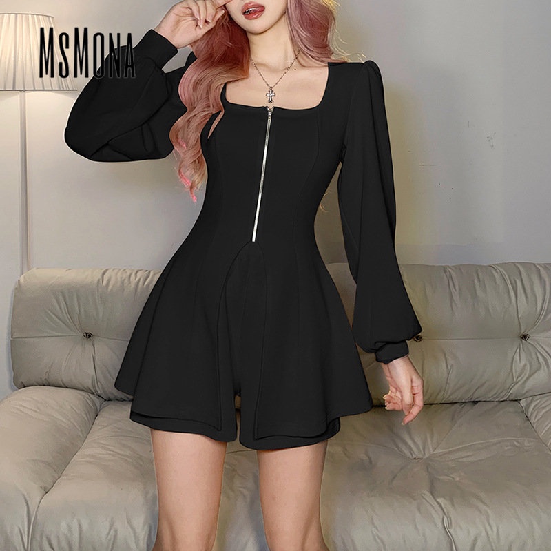 MsMona Bộ Đồ Thời Trang Màu Trơn Dáng Ôm Phối Khóa Kéo Quyến Rũ Cho Nữ 2023