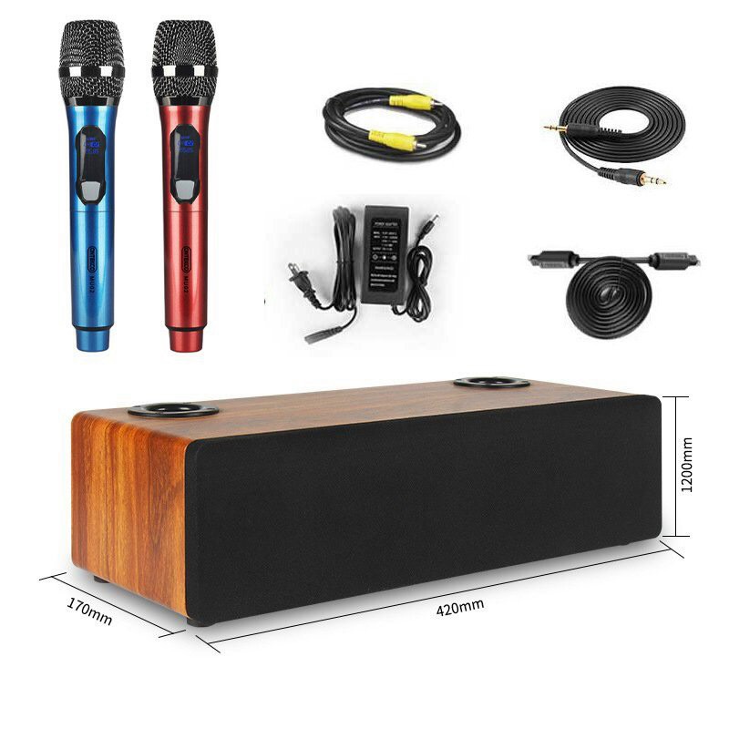 Bộ loa hát karaoke gia đình không dây Ontekco A300 kèm 2 micro kim loại- Siêu cao cấp
