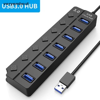 Bộ hub usb 3.0 2.0 4 / 7 cổng công tắc on / off tốc độ cao đa năng cho máy tính