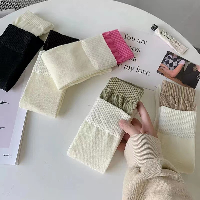 Đôi Vớ cotton Dài Đến Đầu Gối Màu Sắc Thời Trang Dành Cho Nữ