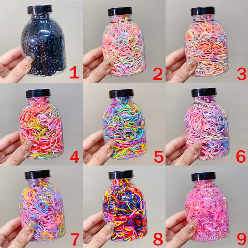 Set 1000 Dây Buộc Tóc Co Giãn Nhiều Màu Cho Bé Gái