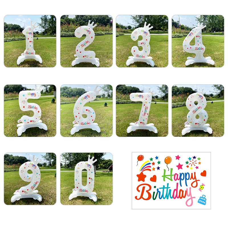 Bong Bóng Hình Số Màu Trắng Trang Trí Tiệc Sinh Nhật