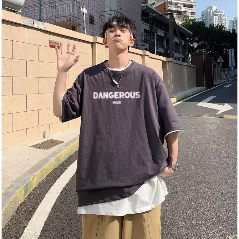 Áo Thun plus Size Tay Ngắn Dáng Rộng Đơn Giản Phong Cách Nhật Bản Cho Nam