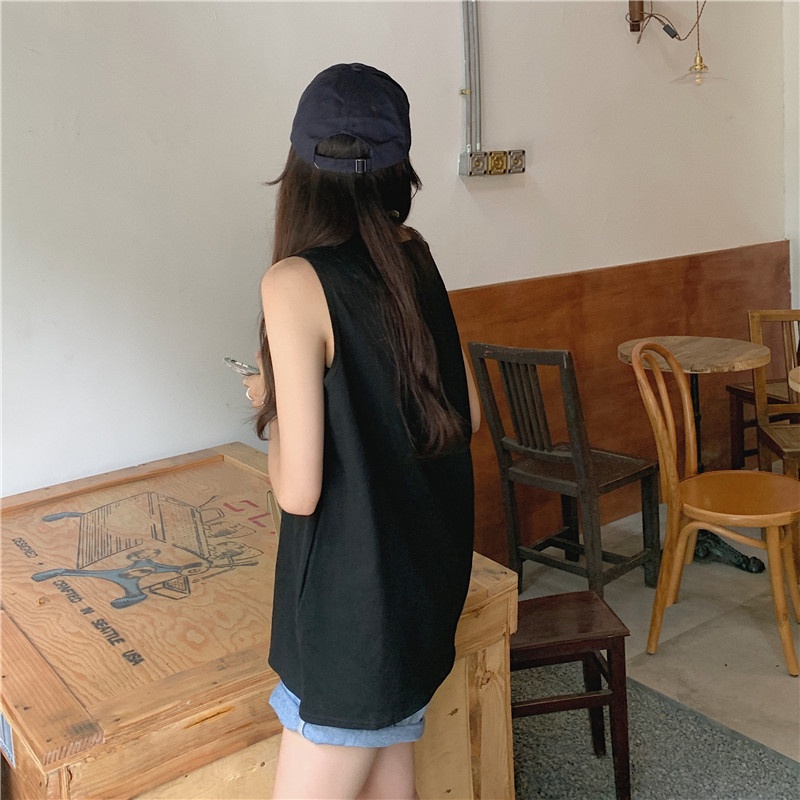 Áo không tay CCVN dáng rộng màu sắc đơn giản phong cách thời trang Hàn Quốc