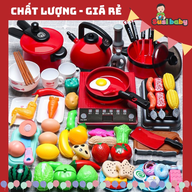 Bộ Đồ Chơi Nhà Bếp Nấu Ăn Bếp Điện Và Rau Củ Quả cho bé