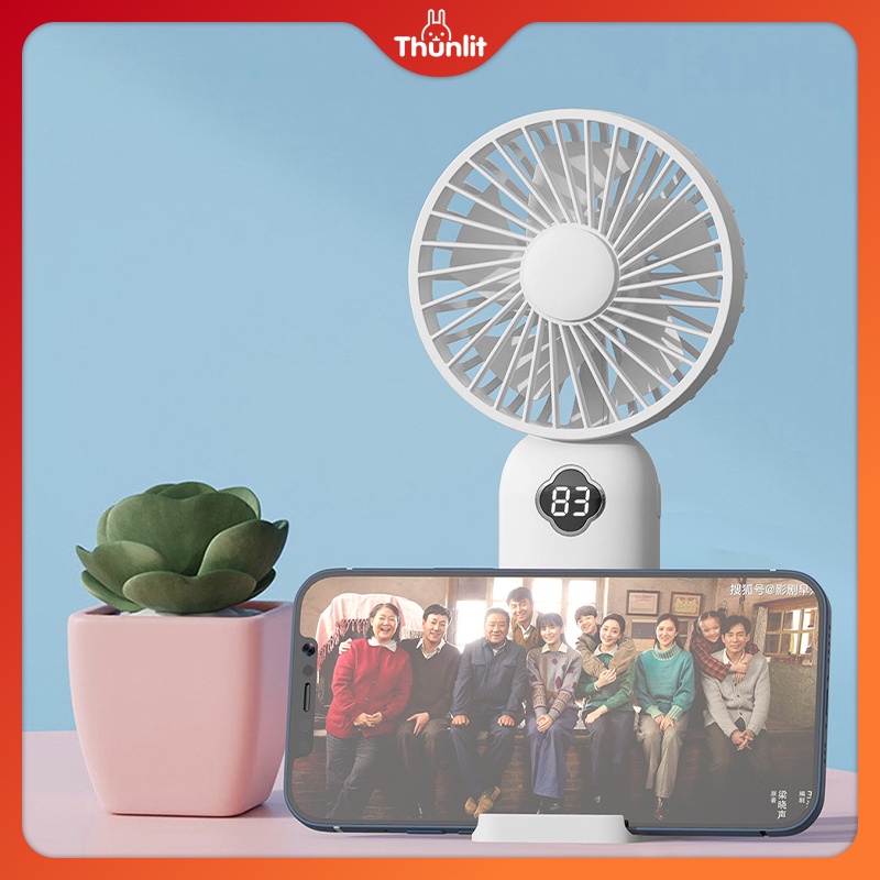 Quạt pin cầm tay Thunlit có năng lượng hiển thị 1200mAh 3 tốc độ gió di động có thể sạc lại