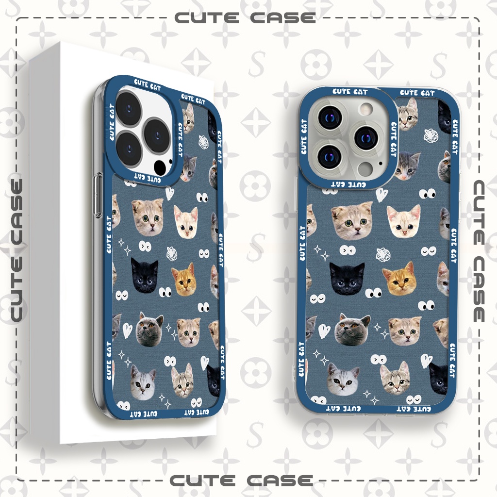 Ốp lưng iphone cạnh vuông Jicase Mèo Collage Type Of Cat Collage Pet Cute