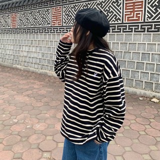KIM - Áo nỉ kẻ đen trắng - Striped Sweaters