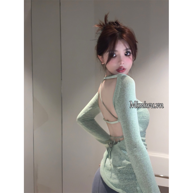 Áo sweater Tay Dài / Áo Dây Hở Lưng Dáng Ôm Gợi Cảm Thời Trang Hàn Quốc (Đặt Hàng Riêng Biệt)