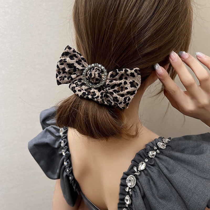 Dây Cột Tóc Cao Su Co Giãn In Họa Tiết Da Báo Thời Trang Cho Nữ