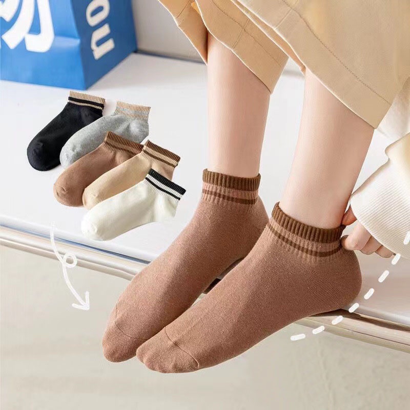 1 Đôi Vớ Cotton Mềm Thoáng Khí Chống Trượt Màu Trơn Kẻ Sọc Đơn Giản Thời Trang Cho Nam Và Nữ