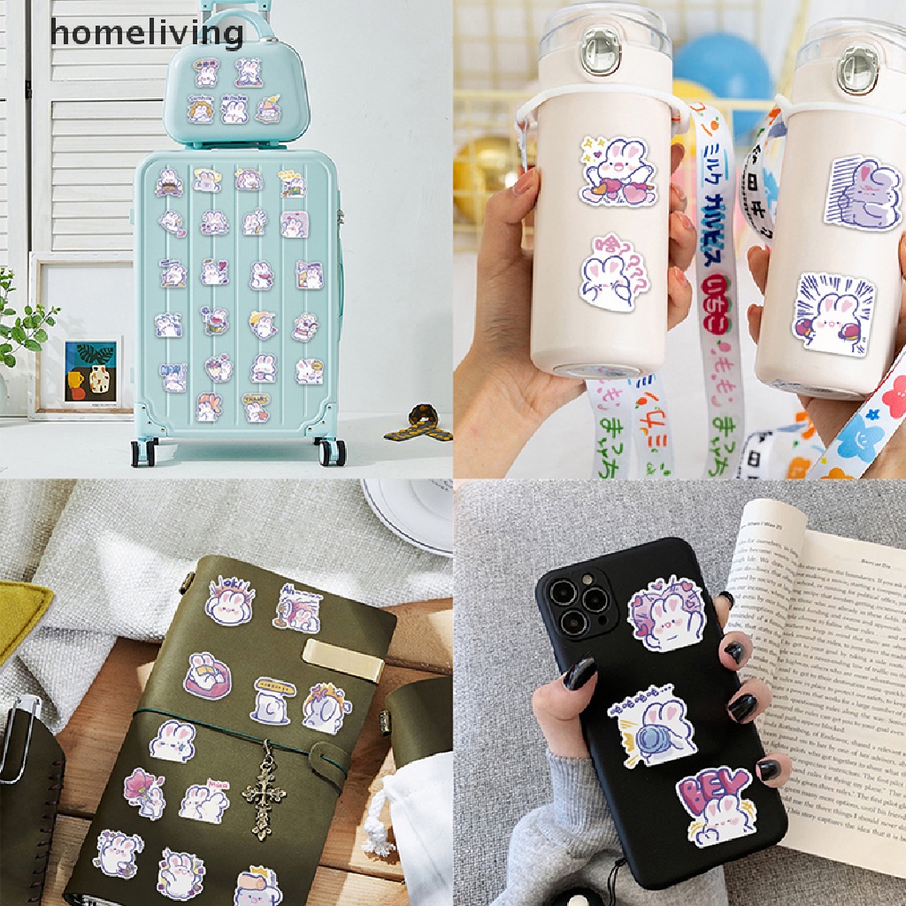 Bộ 60 Miếng Dán Trang Trí Sổ Tay / Nhật Ký Hình Thỏ Dễ Thương