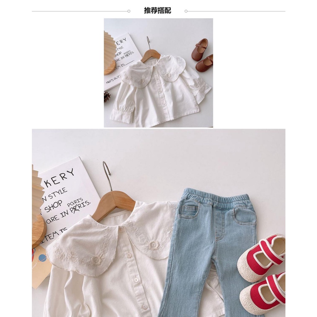 Quần Denim Dài Ống Loe Màu Xanh Nhạt Thời Trang Mùa Xuân Mới 2023 Cho Bé Gái