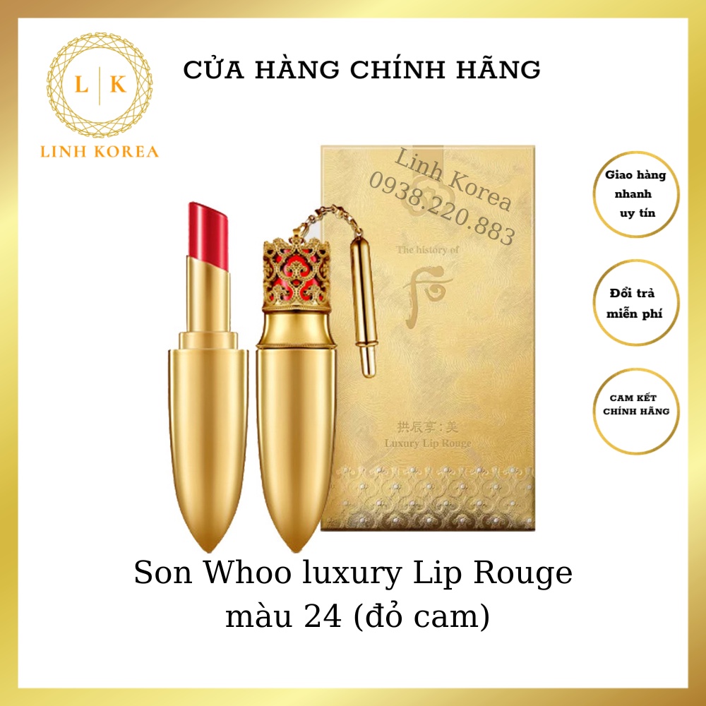 Son Whoo luxury Lip Rouge màu 24 (đỏ cam)