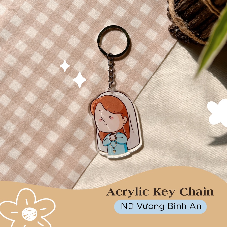 Móc khoá ĐỨC MẸ MARIA - NỮ VƯƠNG BÌNH AN - BÚT CHÌ CÙN - quà tặng Công giáo - thiết kế độc quyền
