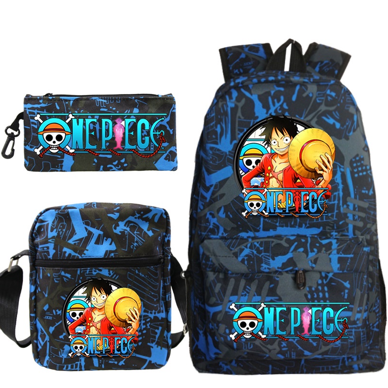 Set 3 Ba Lô Túi Ví In Hình 3D One Piece